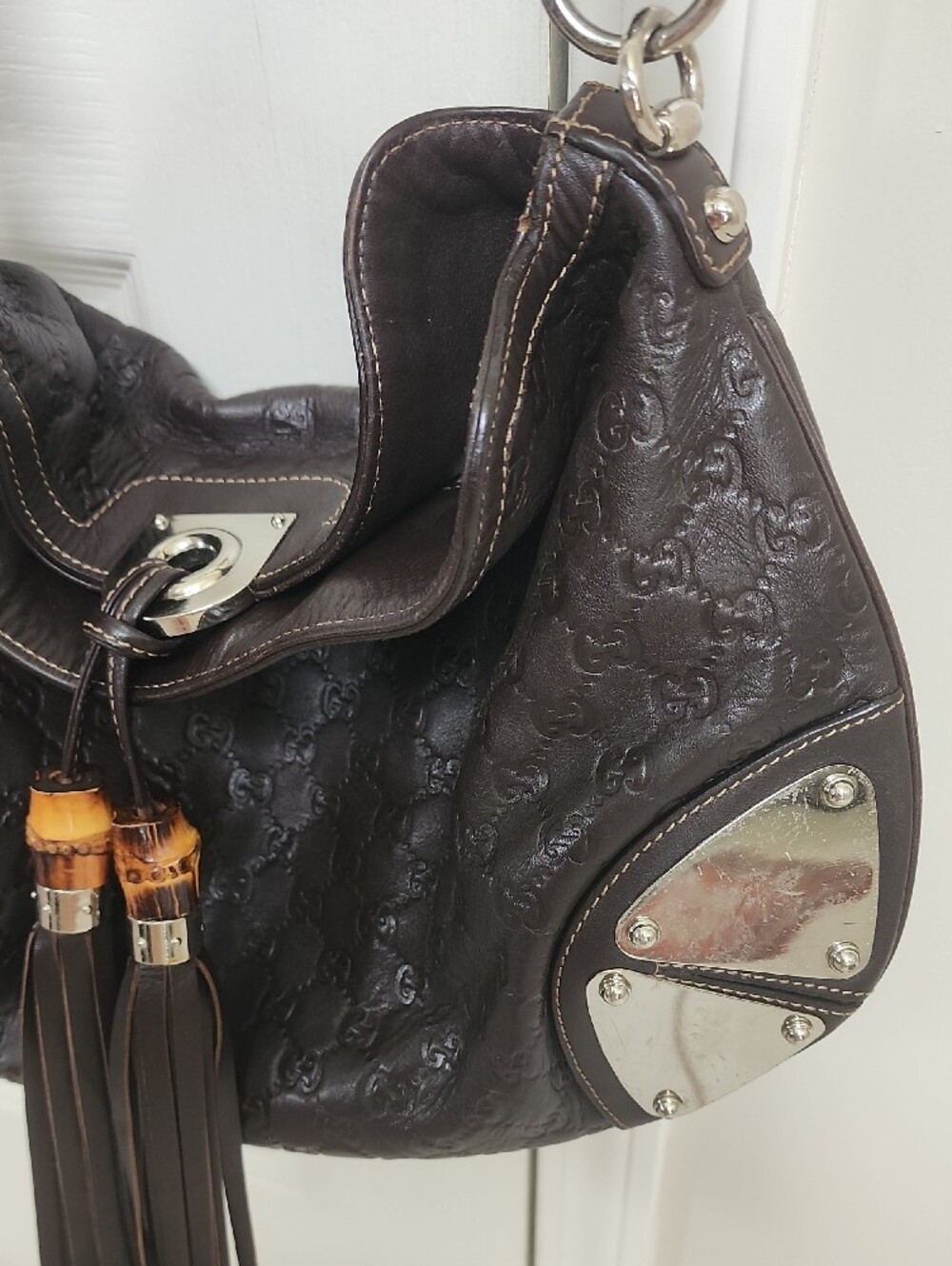 Gucci Babouska Indy Hobo Bag Dark Brown Guccissima Leather AUTHENTIC - Picture 4 of 16